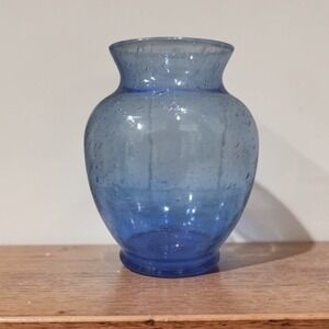 Indiana Glass Bubble Art Blue‎ Vase, Vintage Centerpiece Decor, Replacement